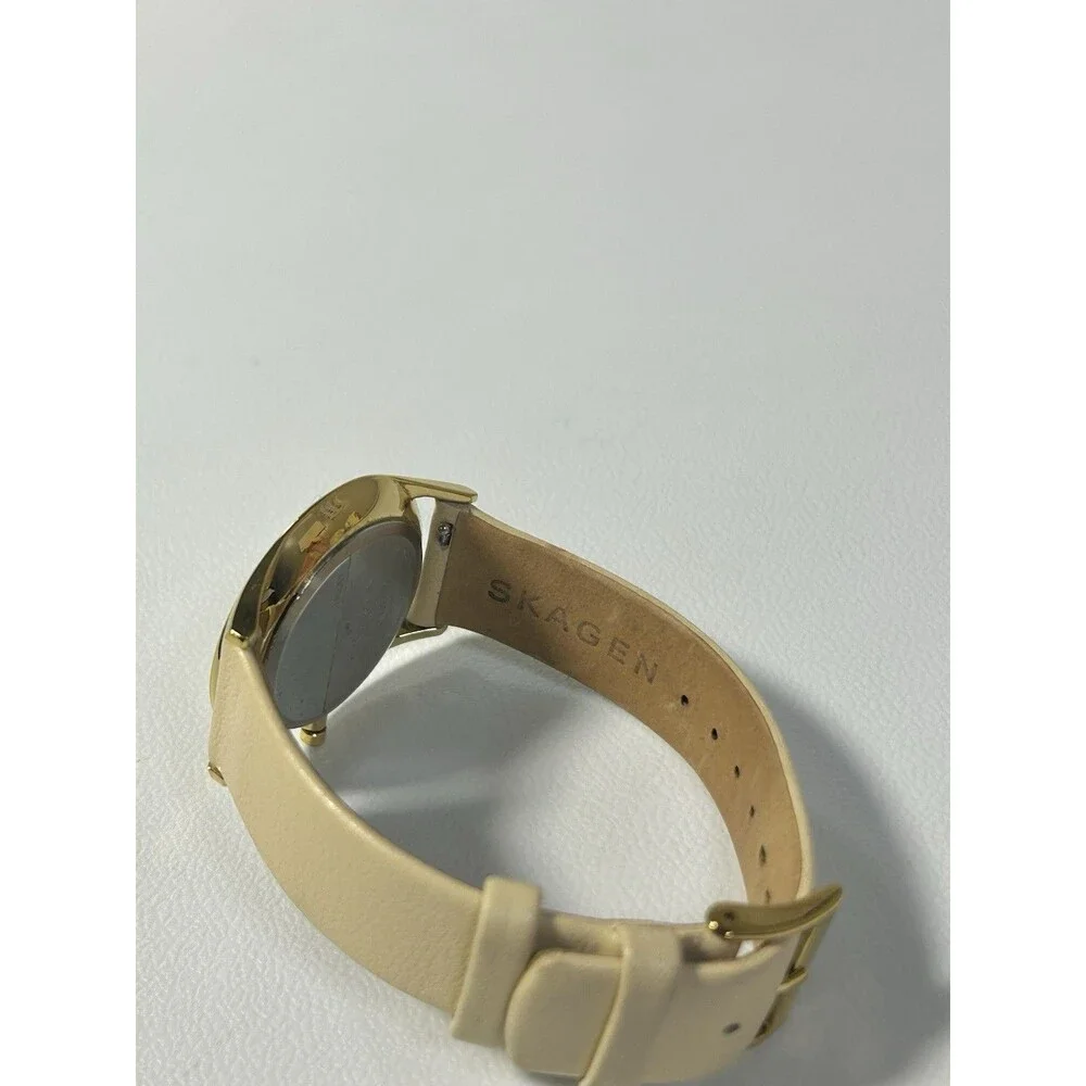 Skagen HOLST Watch SKW2452 Creme White Leather Gold Tone